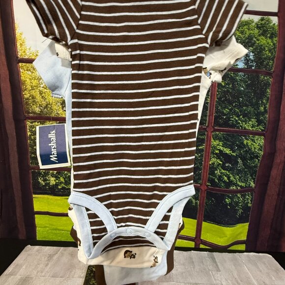 NWT Carter's 3-6 months Boys 3 short sleeve bodysuits - Monkey - Picture 5 of 9